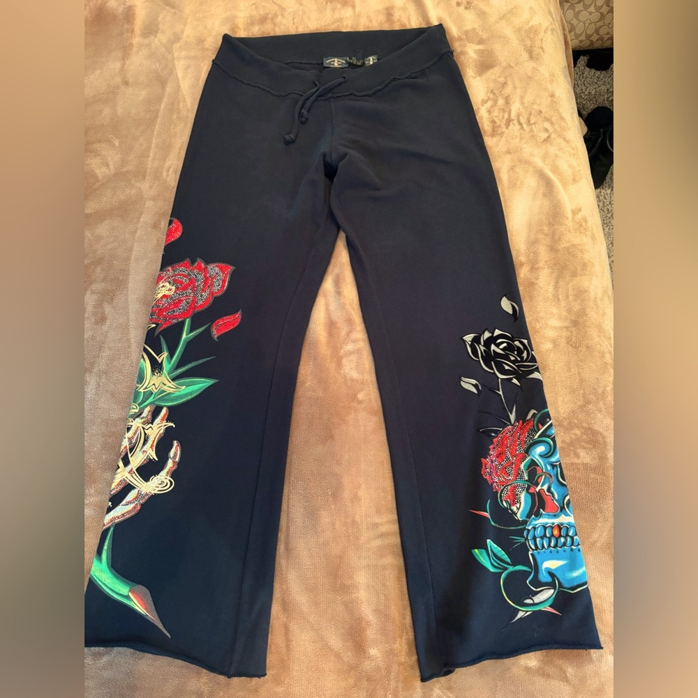 Extra Blingy!! Christian Audigier M/L cotton pants. Rare.